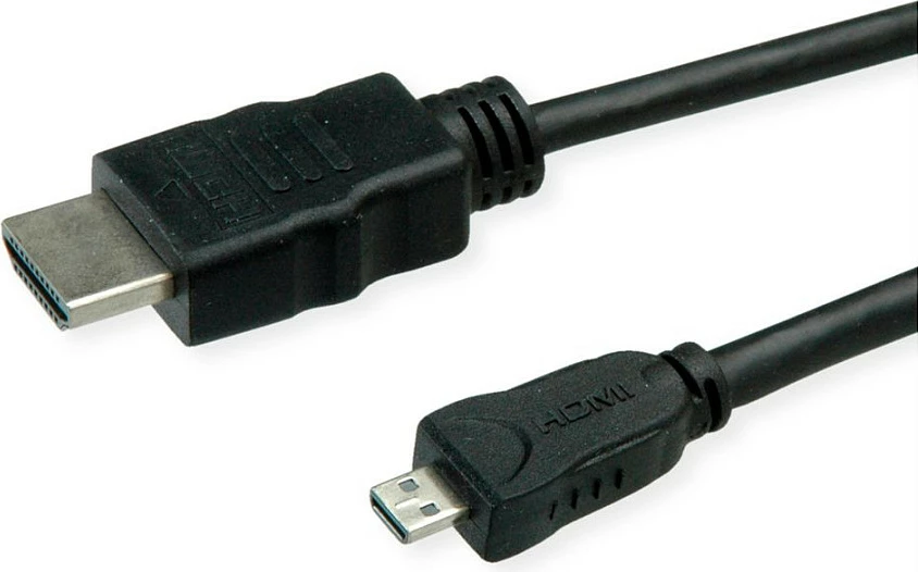Kabllo HDMI ROLINE 11445581, HDMI A në Micro HDMI D, 2 m, 4K 30Hz, ARC, e zezë