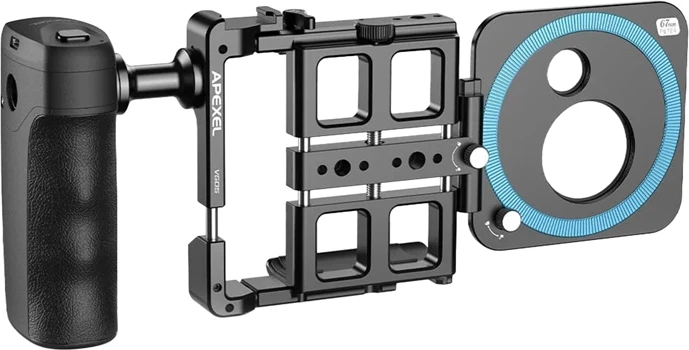 Set vlogimi për telefon Apexel APL-VG05CH me Bluetooth dhe powerbank, i zi