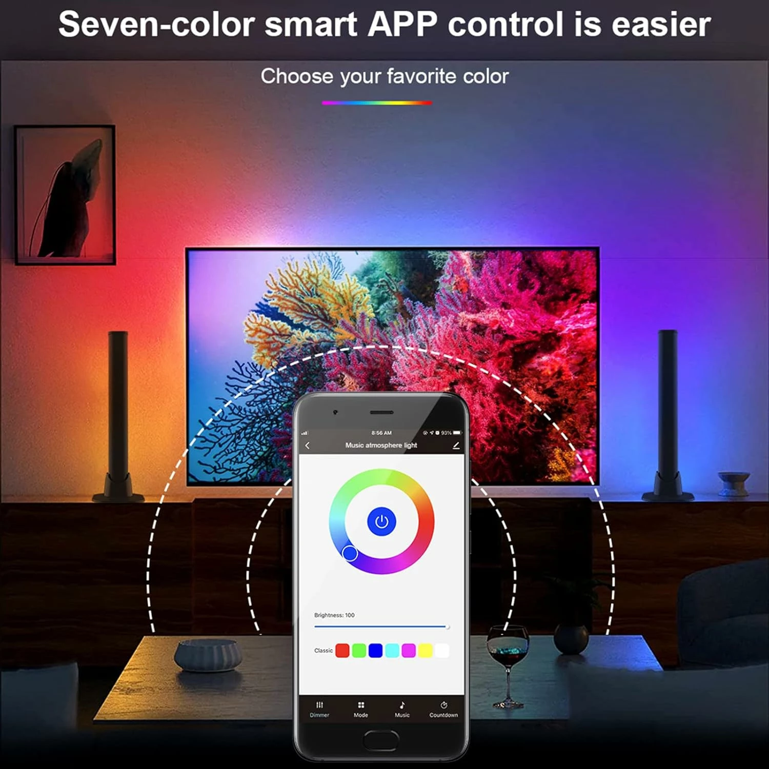 Llambë për tavolinë TRIBE, RGB, 7.5x30 cm