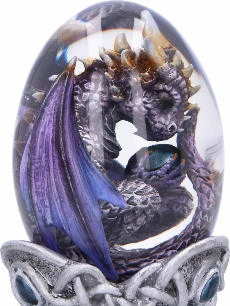 Figurinë NEMESIS NOW Elemental Dragonlings Air, rezinë, e pikturuar me dorë, 12 cm, argjend/vjollcë, kuti dhurate