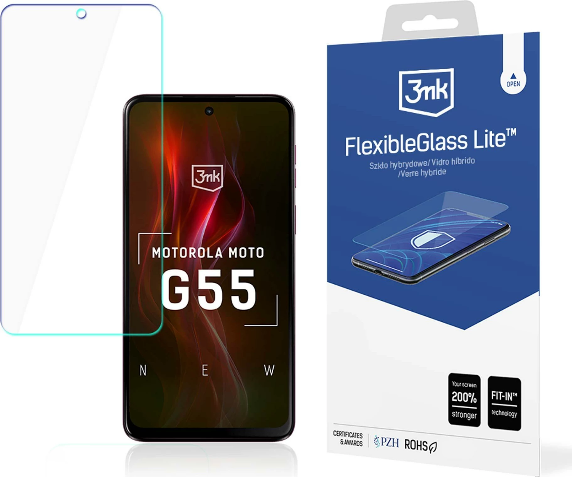 Mbështjellës xhami hibrid 3mk FlexibleGlass Lite për Motorola Moto G55 5G