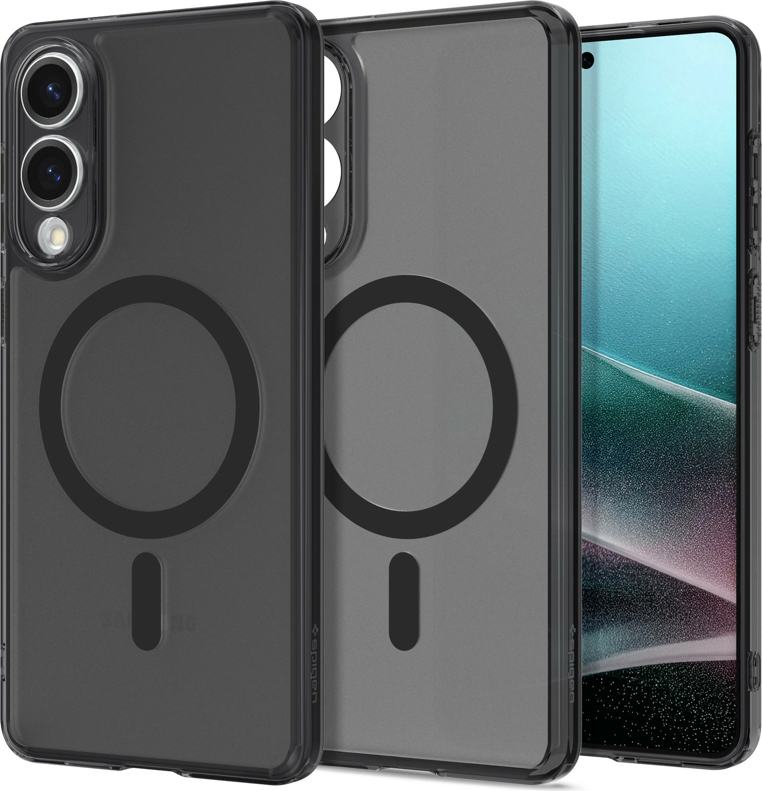 Mbështjellës Spigen Ultra Hybrid Mag për Samsung Galaxy S25 Edge, MagSafe, i zi gjysmë-transparent