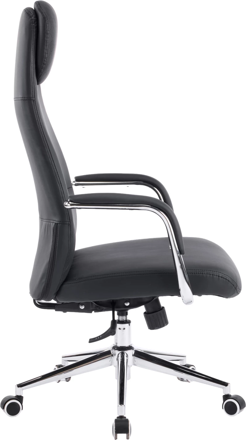 Karrige zyre SONTY, lëkurë PU e zezë, bazë kromi, FH18354.01, 64x68x125cm