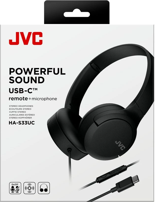 Kufje JVC HA-S33UCBU me kabllo, USB Type-C, të zeza