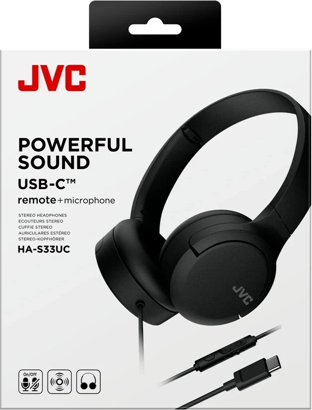 Kufje JVC HA-S33UCBU me kabllo, USB Type-C, të zeza