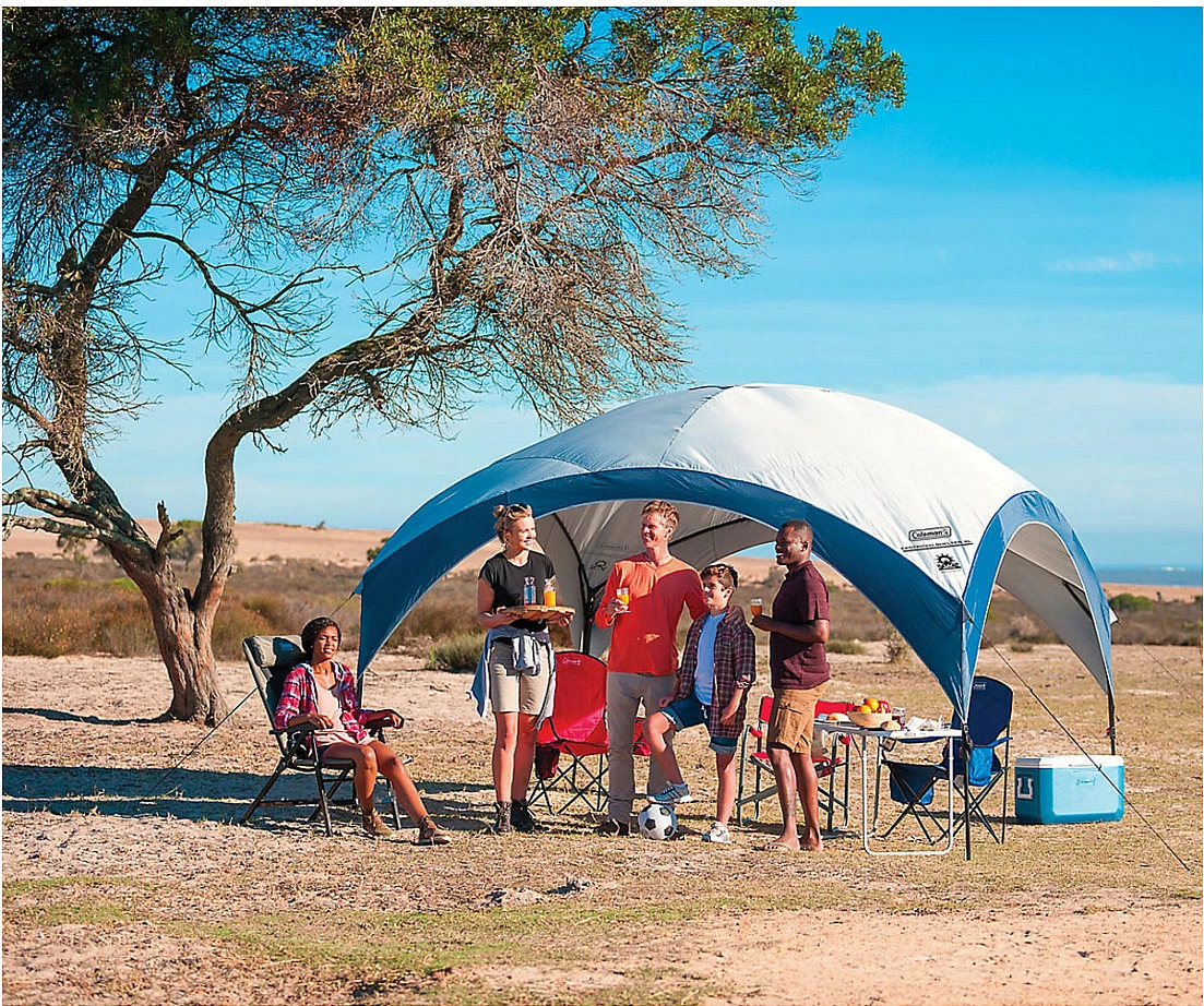 Pavijon Coleman Fast Pitch Shelter XL, 20.25 m², UPF 50+, blu/bardhë