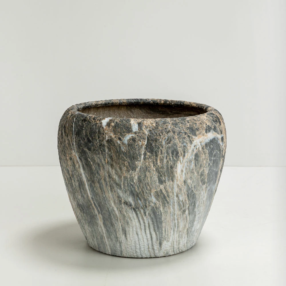 Set vazo GASHER 3 copë, qeramikë, antracit-bezhë, 42x42x35