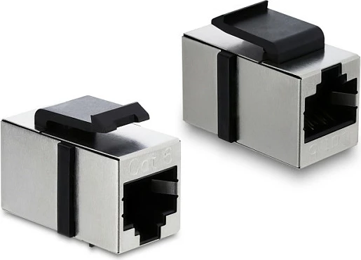 Modul Keystone DeLOCK RJ45-RJ45 Cat6 i ekranizum, metal, argjend/zi