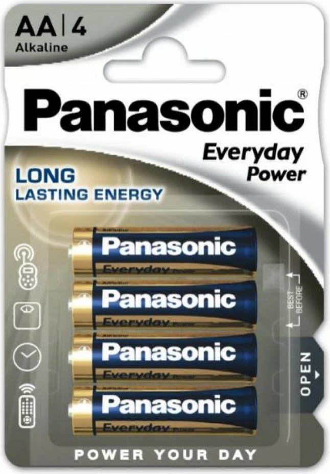 Bateria origjinale 1.5V LR06 AA nga Panasonic per teledirigjues, fotoaparate, instrumente dhe paisje tjera - 4 copë ne paketim 