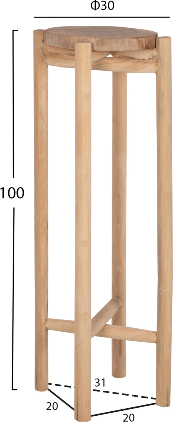 Piedestal për lule HOVER FH7936 dru teak ngjyrë natyrale Φ30x100H cm