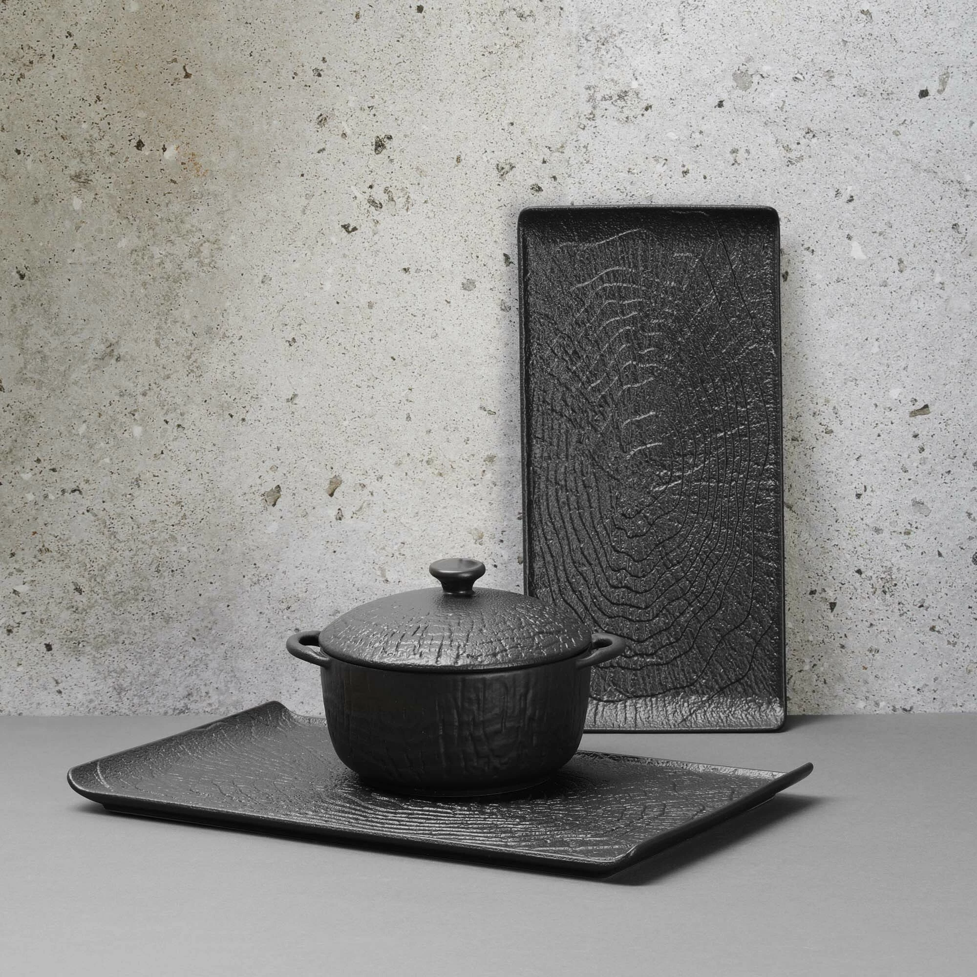Tas servirjeje Fine Dine Crust ø200 mm 800 ml, i zi, set 3 copë