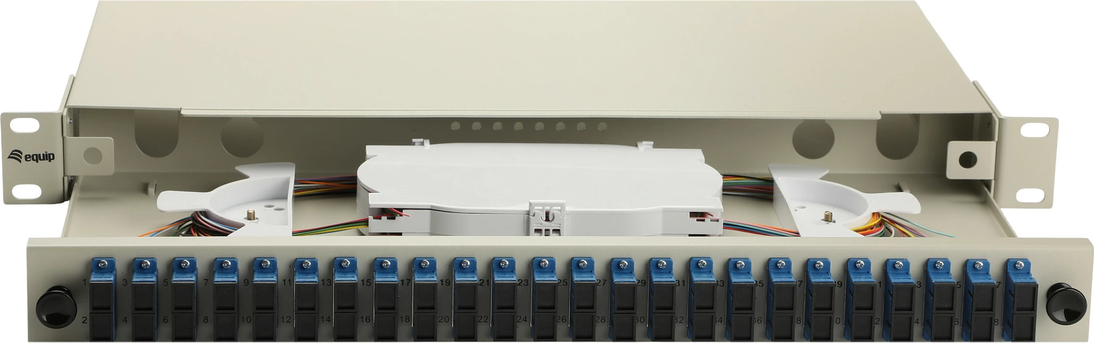 Kuti splicimi fibër optike Equip 337311, 24-port SC Duplex, OS2, 1U Rack, gri