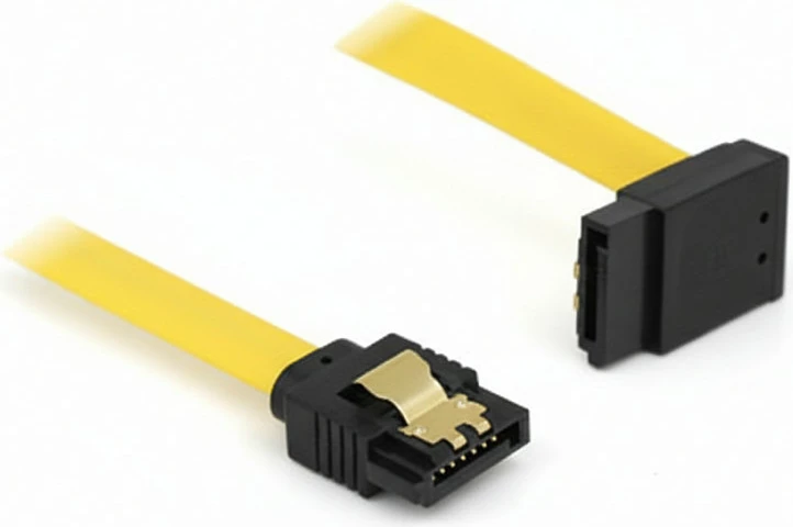 Kabllo SATA DeLOCK 82812, SATA III 0.7 m, 7-pin M/M, 6 Gbit/s, e verdhë