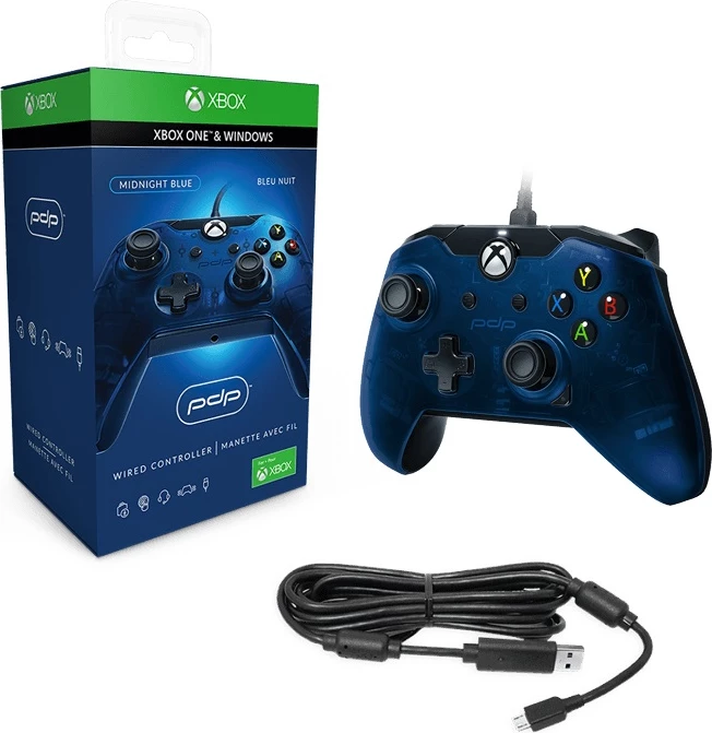 Kontroller me kabllo PDP Xbox Wired Controller, kabllo e shkëputshme 2.4 m, blu