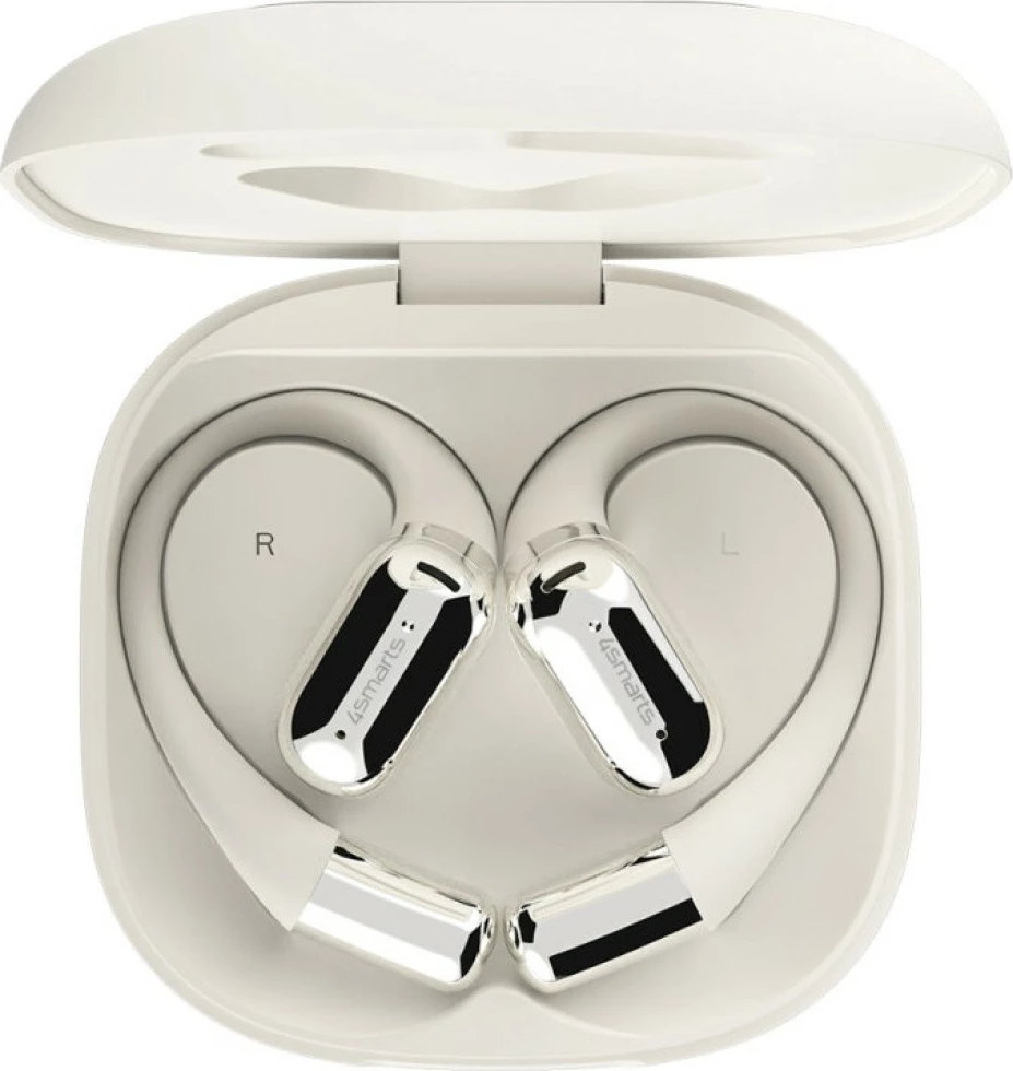 Kufje Bluetooth 4smarts SkyBuds OWS me ekran AI translator, Bluetooth 5.4, open-ear ear-clip, 28 orë, Bezhë