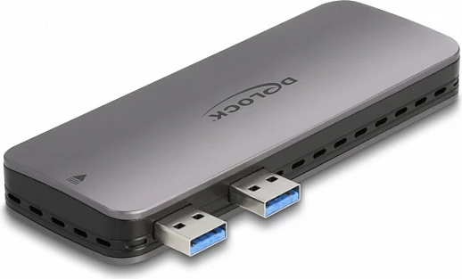 Kasë për SSD DeLOCK USB 3.2 Gen 2, M.2 NVMe/SATA, për PlayStation 5, e zezë
