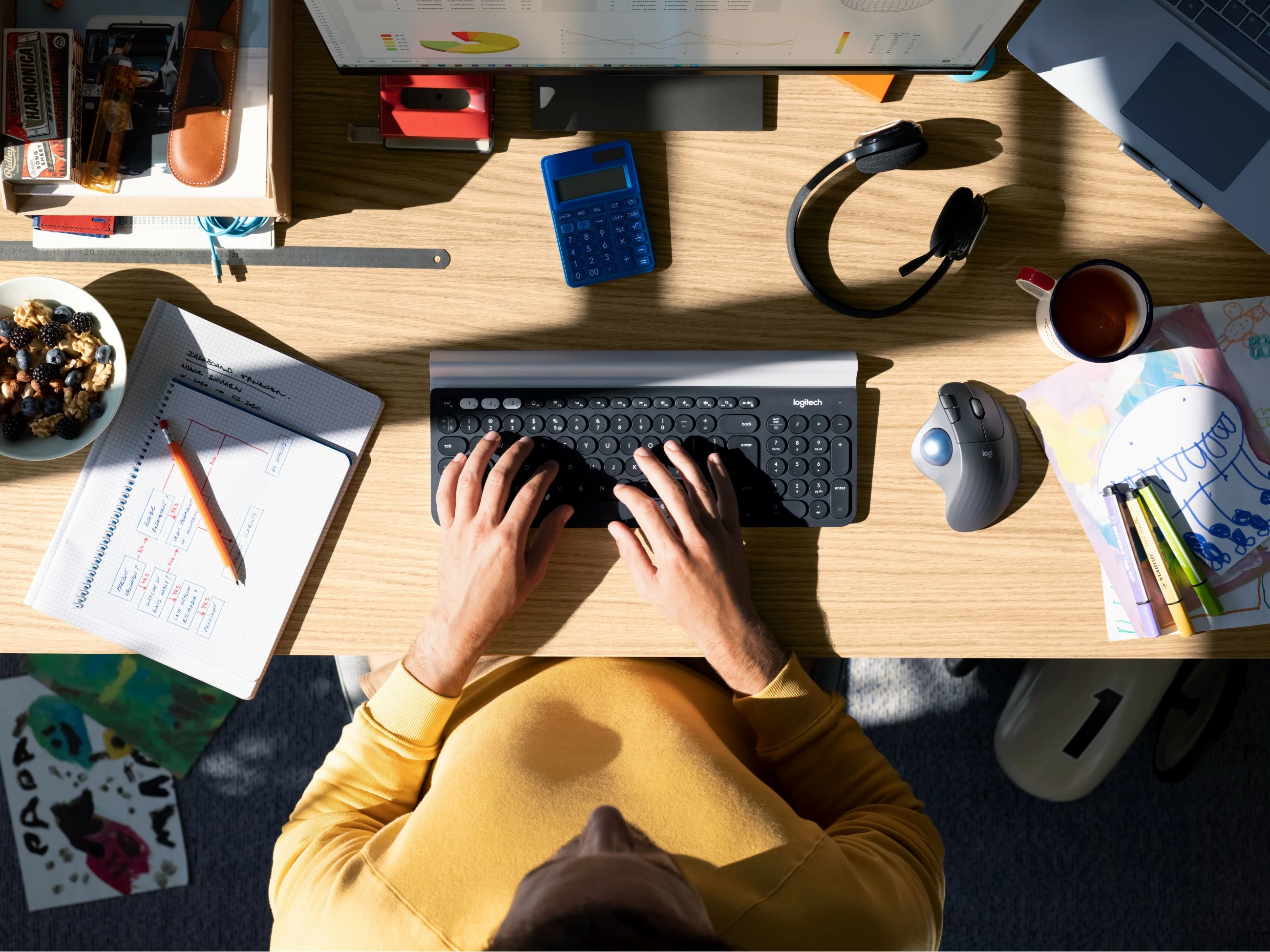 Maus Logitech ERGO M575, Djathtas, Trackball, RF Wireless + Bluetooth, 2000 DPI, Grafit