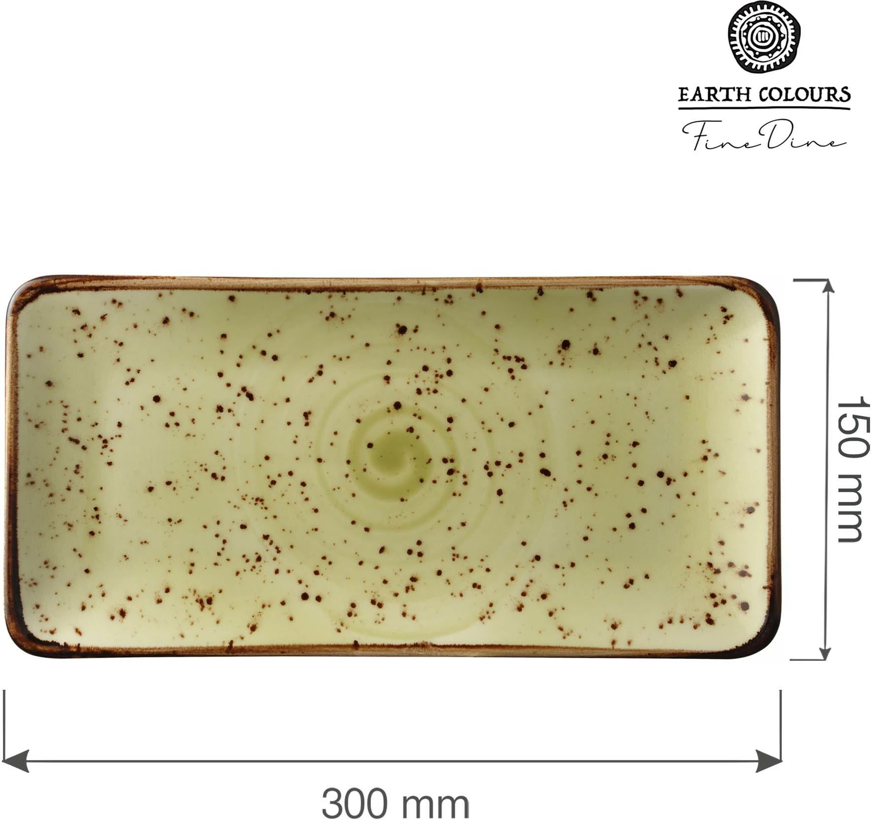 Pjatë drejtkëndore Fine Dine Olive 300x150 mm, e gjelbër, set 6 copë