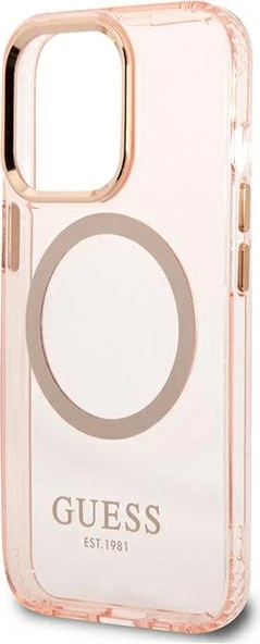 Mbështjellës Guess GUHMP13LHTCMP për iPhone 13 Pro / 13 6.1", MagSafe, Rozë