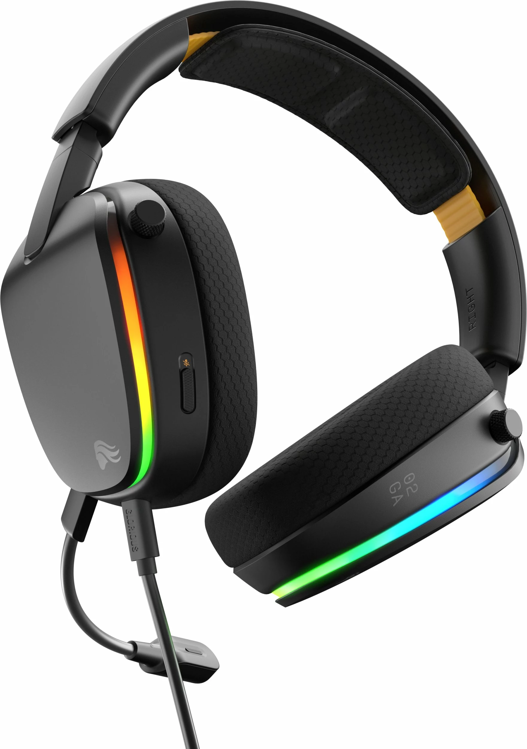 Kufje gaming Glorious GHS Eternal RGB, 40mm, me kabllo 3.5mm/USB-C, mikrofoni i shkëputshëm, RGB, të zeza