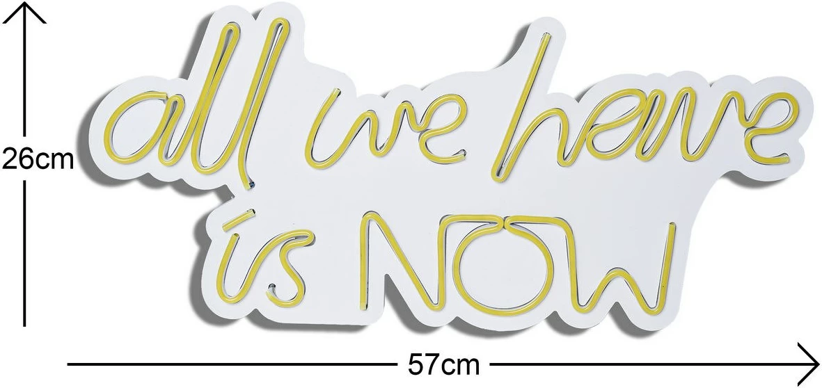 Dritë dekorative plastike LED, 'All We Have is Now', ngjyrë e verdhë