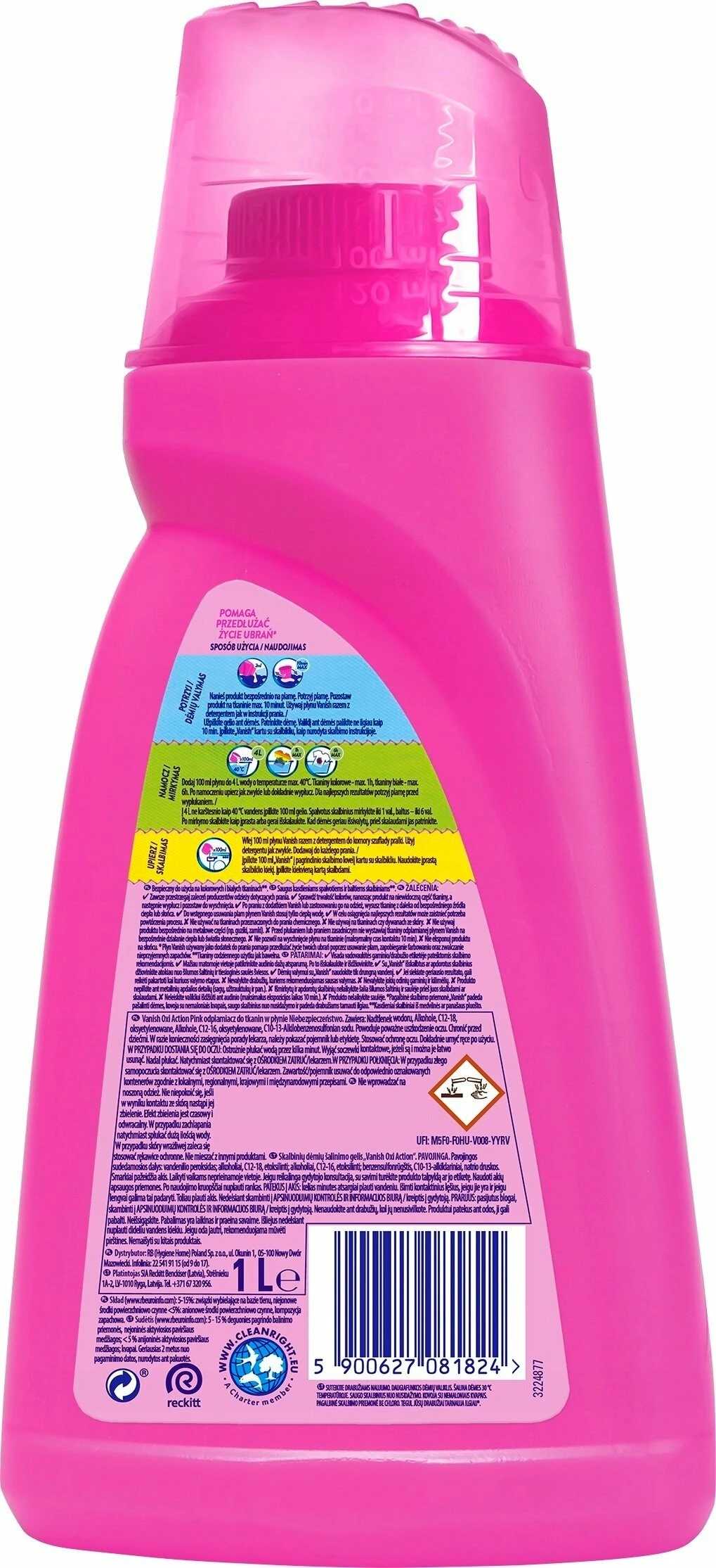 Xhel heqës njollash Vanish Oxi Action Pink 1L