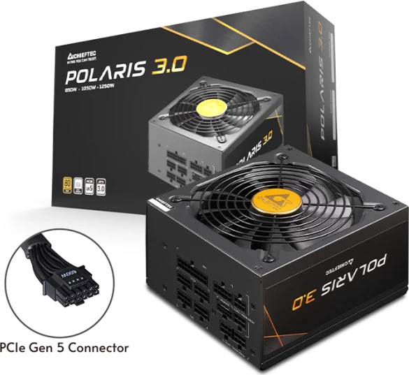 PSU modular CHIEFTEC Polaris 3.0 PPS-850FC-A3 850W ATX 80+ Gold, PCIe Gen5 16-pin, e zezë