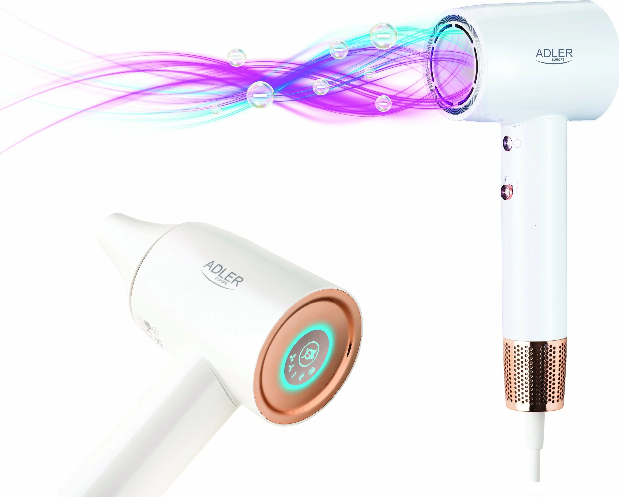 Tharëse flokësh Adler AD 2272 1600W me jonizim, motor brushless 110000 RPM, cold shot, e bardhë