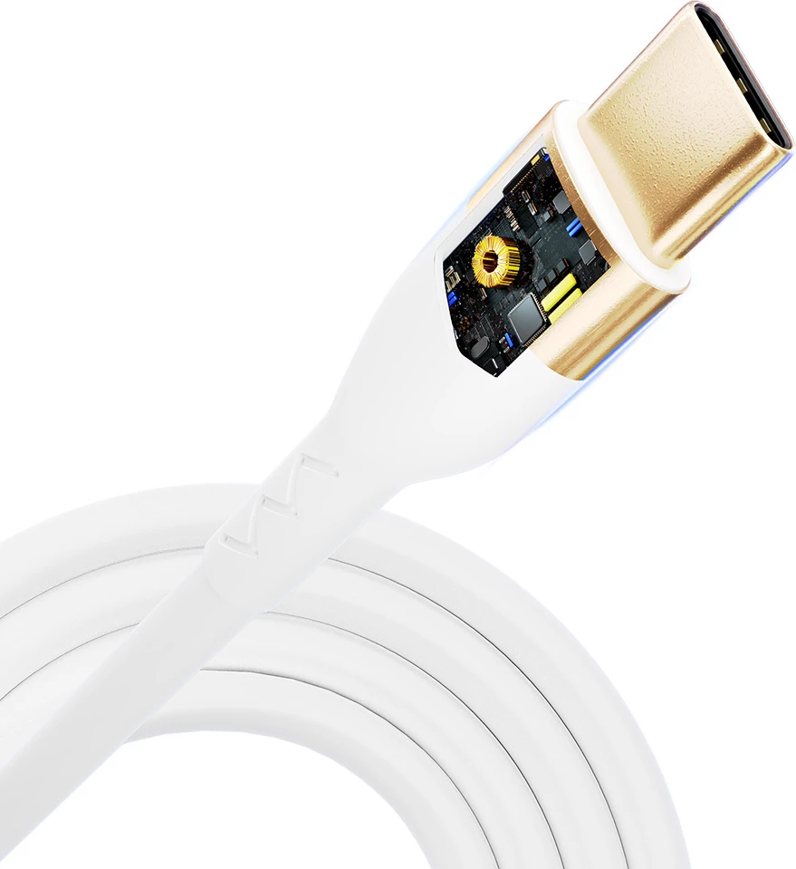 Kabllo USB-C në USB-C 3mk Hyper Silicone Cable, 2m, 100W, e bardhë