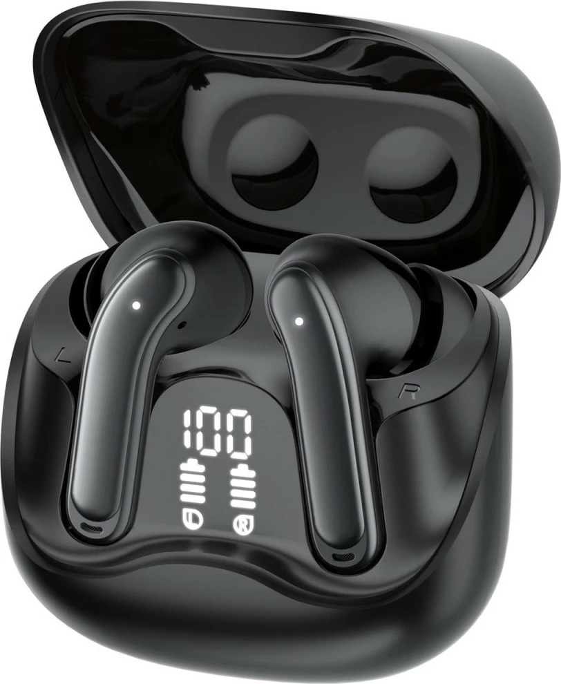 Kufje wireless Audiocore AC591 PRO me ANC/ENC, 6 mikrofona, Bluetooth 5.4, kuti karikimi USB‑C, e zezë