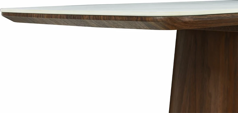 Konsol Totem, ngjyrë arre dhe e bardhë me model mermeri, 120x50x76cm