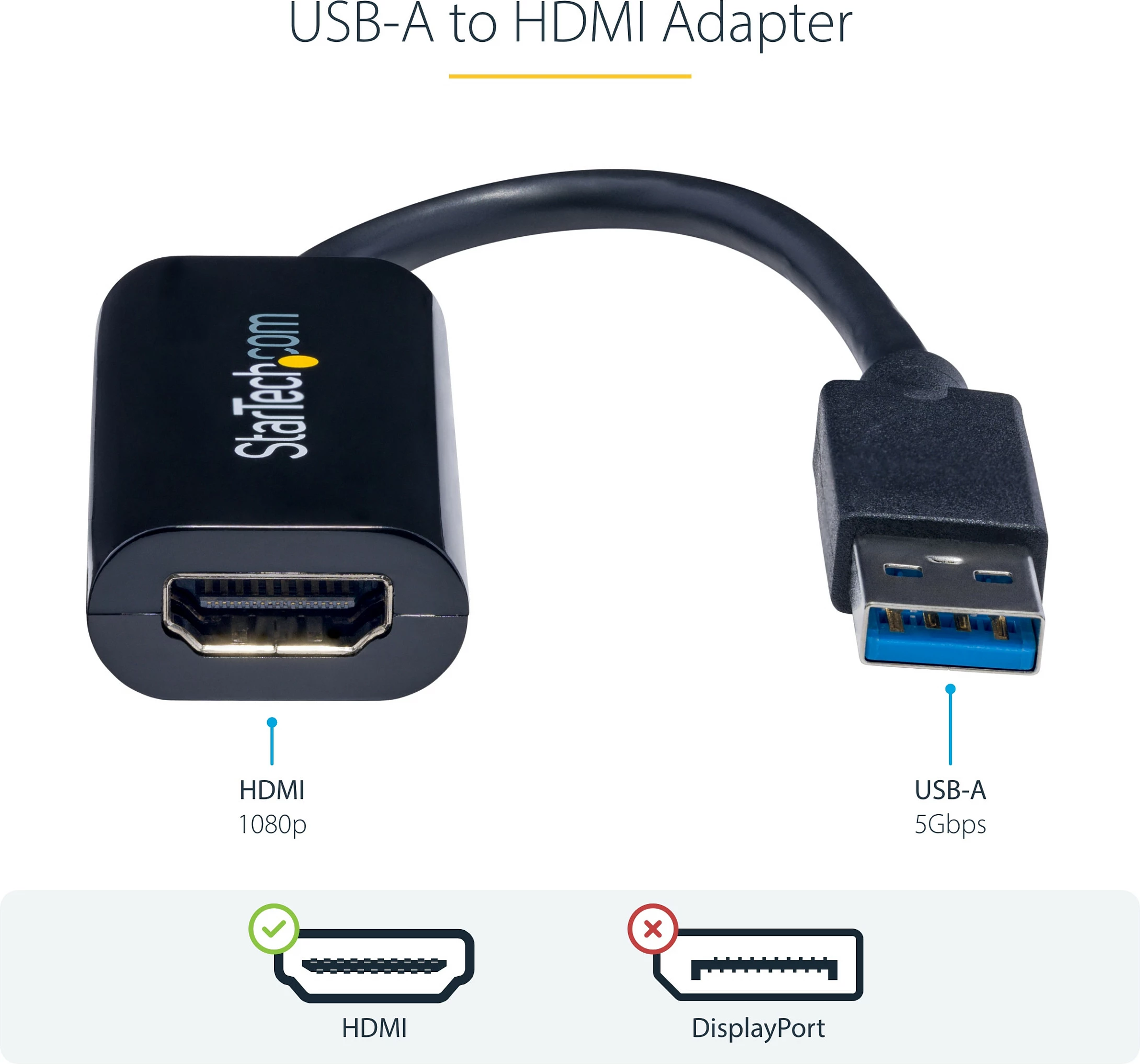 Adapter USB 3.0 në HDMI StarTech USB32HDES, 1080p/1920x1200, i zi