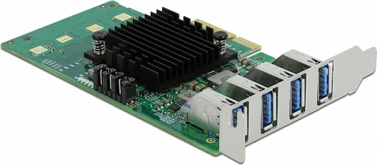 Kartë PCIe DeLOCK, 4x USB 3.0 (USB 3.2 Gen 1) Type-A, low profile, 5 Gbit/s