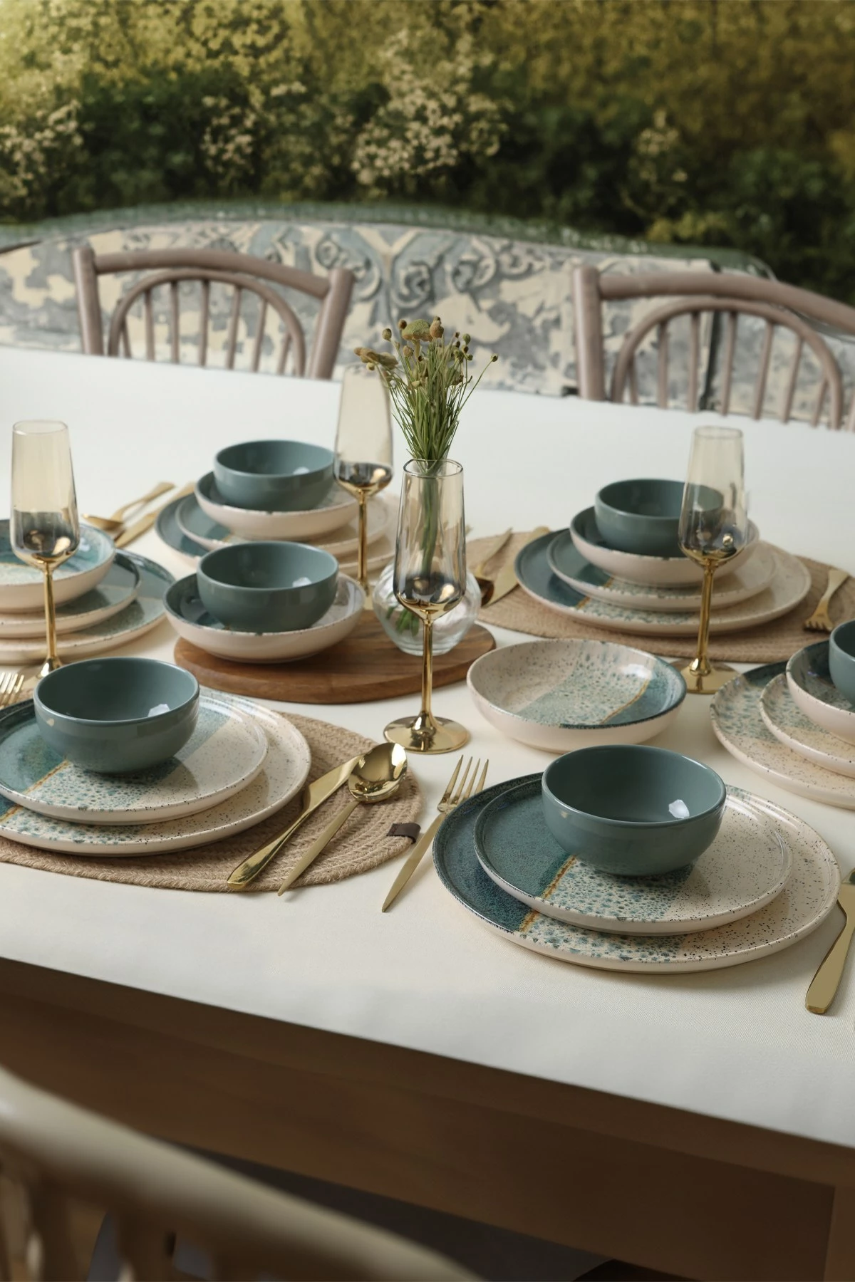 Set darke 24 pjese Hermia Concept, jeshile dhe krem, X0001697700000000000000000