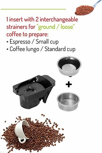 Makinë espresso CAMRY CR4414, multi-kapsulë, 19 bar, 0.6 L, 1450 W, e zezë, set me adapterë kapsulash + filtër kafeje të bluar