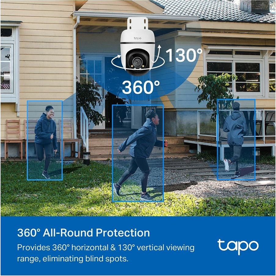 Kamerë sigurie IP TP-Link Tapo TC41 V2, Wi-Fi, Pan/Tilt 360°, 2K, IP65, Alexa/Google, bardhë/zezë