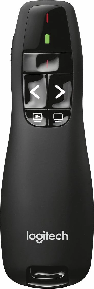 Pilot prezantimi Logitech R400 910-001356, lazer i kuq, wireless, rreze 10 m, i zi, me bateri dhe çantë