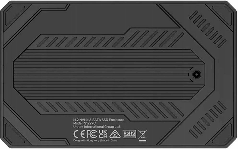 Kasë SSD Unitek S1229CBK01, M.2 NVMe/SATA & 2.5", USB-C 3.2 Gen 2 10Gbps, alumini, e zezë, set me kabllo/adaptor