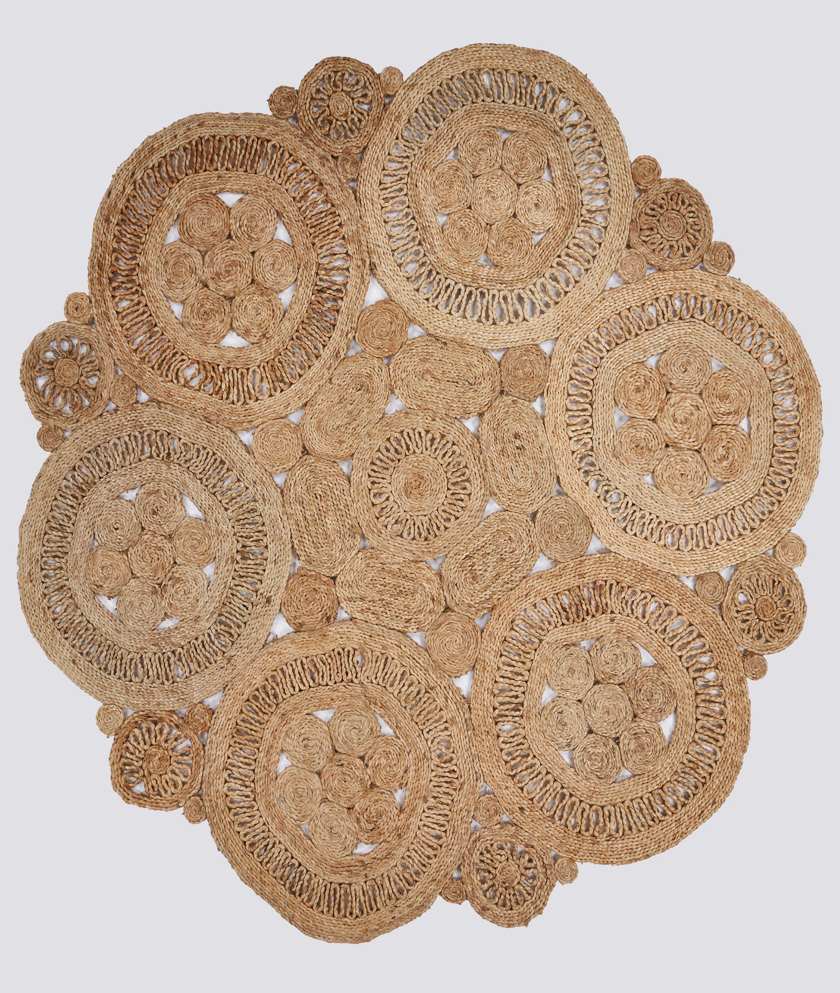 Qilim jute i endur me dorë, natyral, 120x120cm, Conceptum Hypnose, 00004A