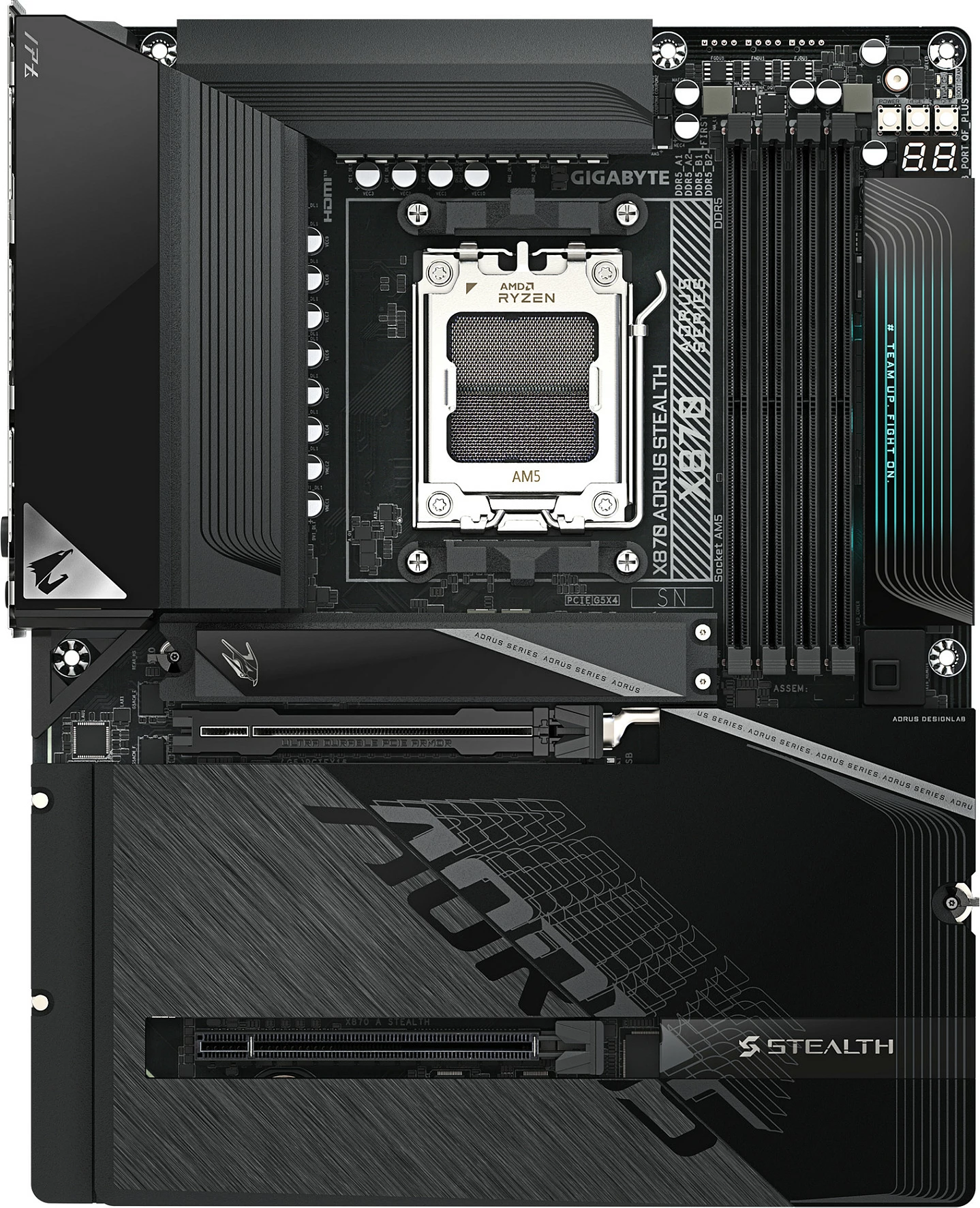 Pllakë amë Gigabyte X870 AORUS STEALTH, Socket AM5, DDR5, Wi‑Fi 7, 5GbE, USB4, e zezë