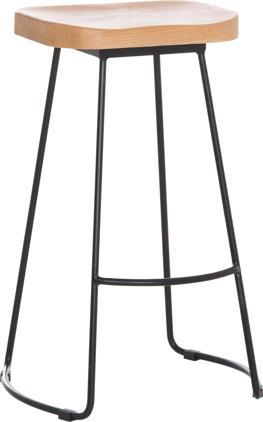 Karrige për bar, dru-metal natyral-e zezë, 45x36x71H cm, FH9333.01