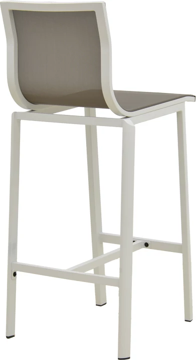 Karrige për bar Melina, alumini i bardhë, tekstil gri, 45x49x115cm