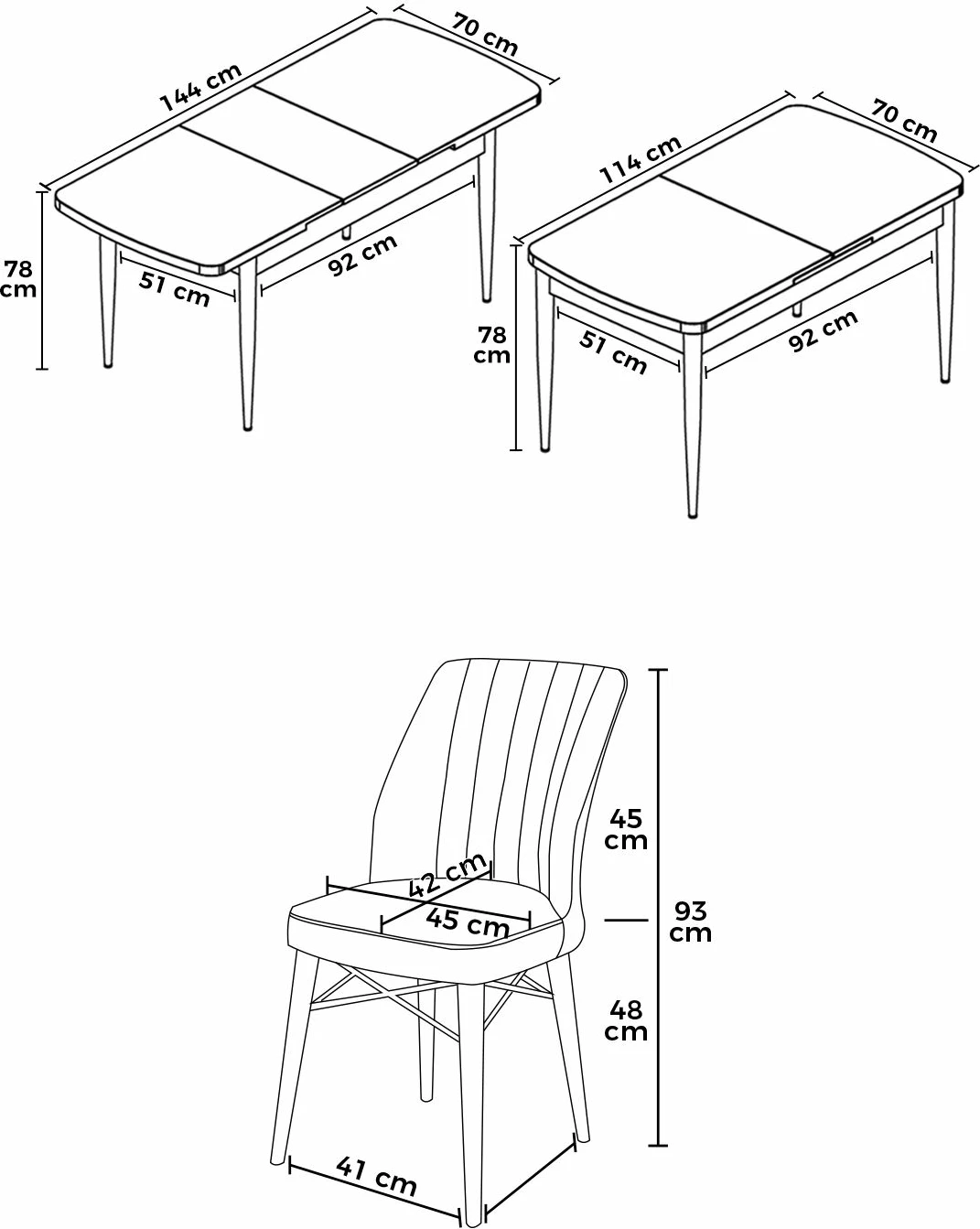 Tavolinë me karrige, zgjatshme, 7 copë, Skye Decor, ngjyrë barok & fume