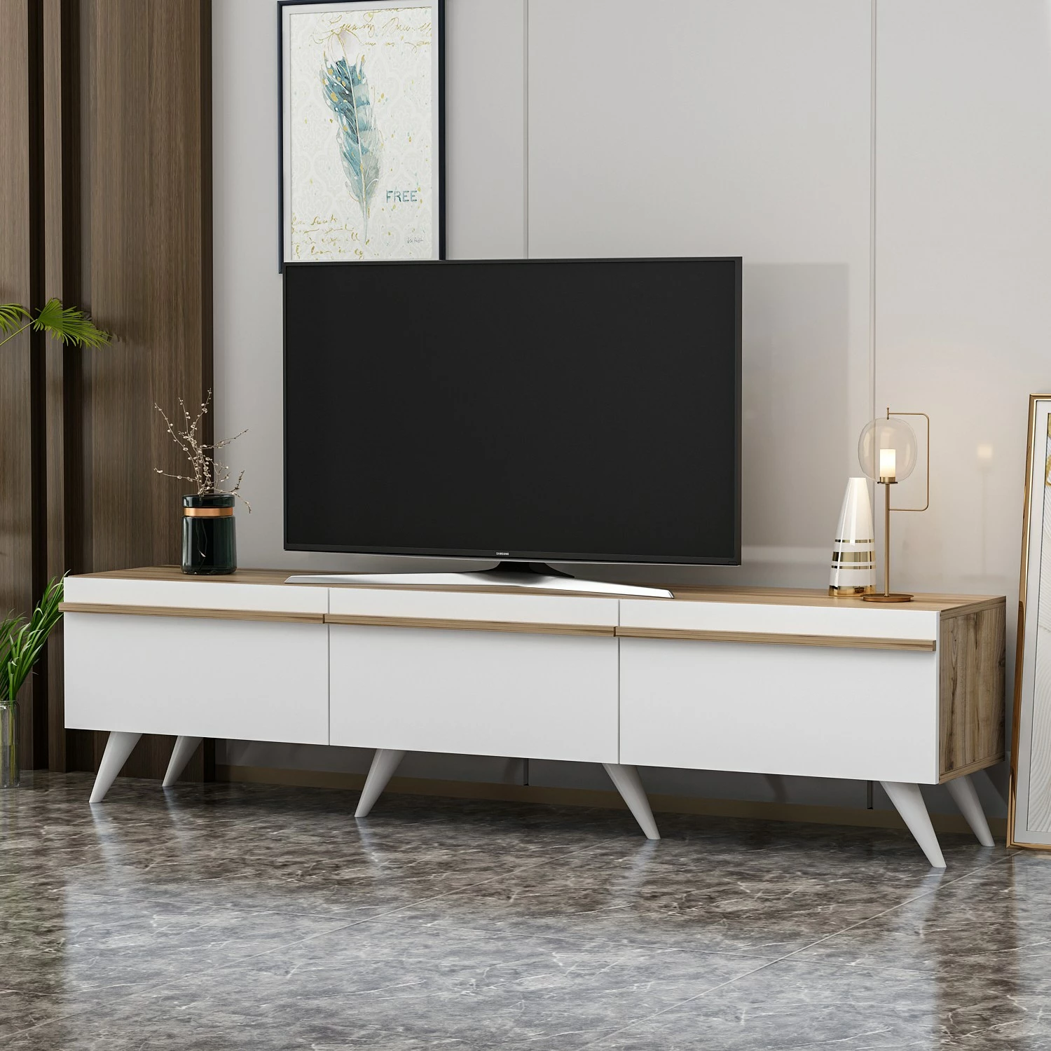Komodë TV Hanah Home, Valentina, e bardhë