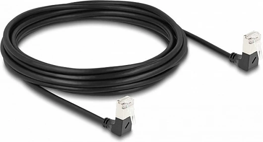 Kabllo rrjeti DeLOCK RJ45 Cat6a S/FTP Slim 90°, 5 m, e zezë