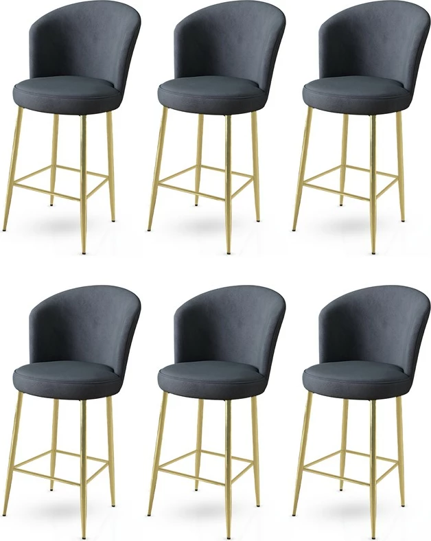 Set karrigesh për bar (6 copë), Hanah Home, Fora, anthracite, gold