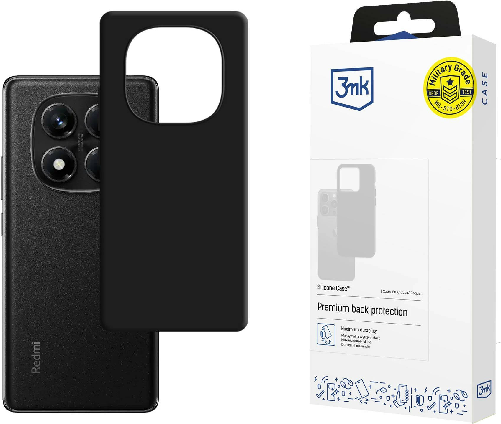 Mbështjellës silikoni 3mk për Xiaomi Redmi Note 14 Pro 5G, zi