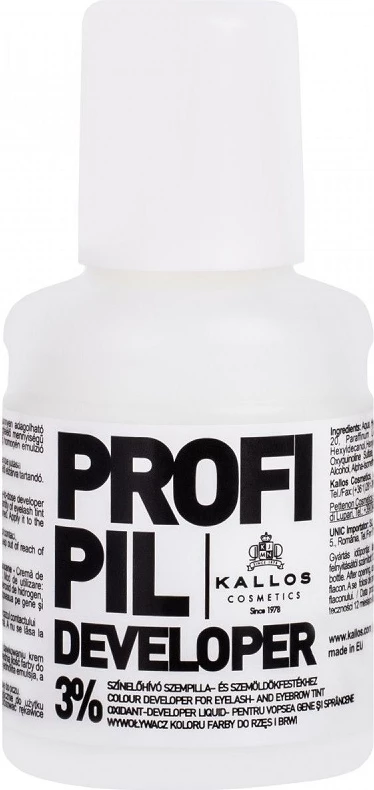 Krem zhvillues për vetulla dhe qerpikë Kallos Profi Pil Hydrogen Peroxide Cream 3% për femra, 60ml