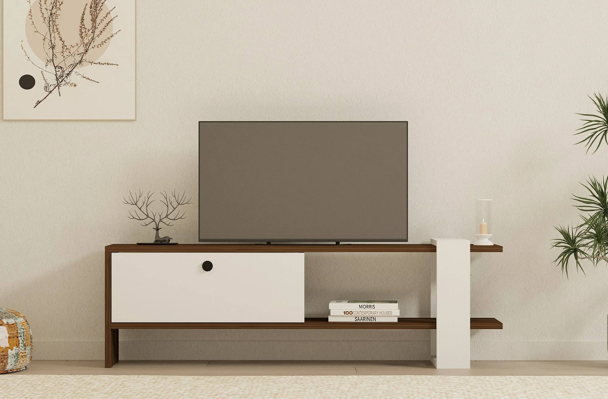 Mbajtës TV Hanah Home, Gaye, ngjyrë arre, e bardhë