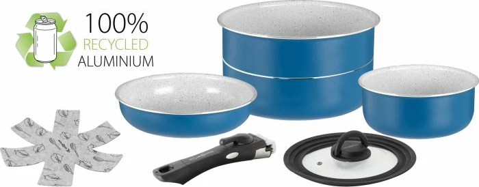 Set enësh gatimi BRUNNER Carezza Spacemaster Vacublock 0804081N, ruajtje kompakte (nesting), me çantë, blu